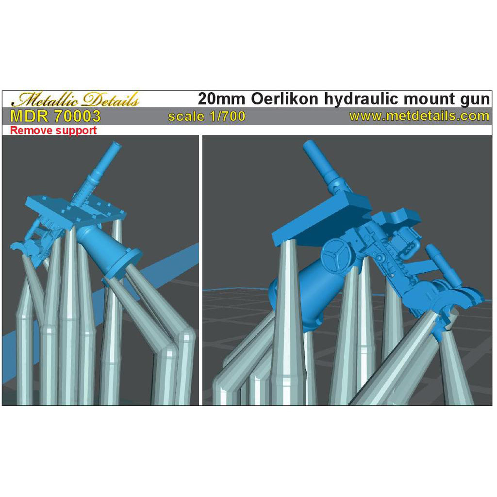 20mm Oerlikon hydraulic mount gun Scale 1:700 Metallic Details MDR70003
