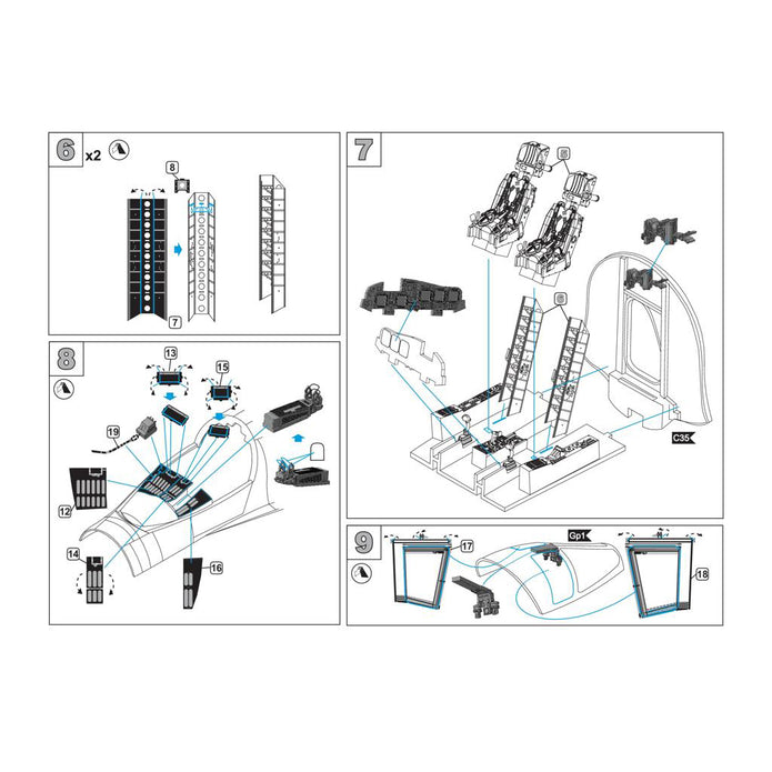 Cockpit set and Seats for aircraft model Sukhoi Su-34 Scale 1:72 Metallic Details MDR7235