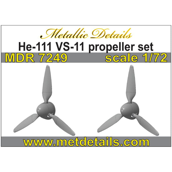 Heinkel He 111, VS-11 Propeller set (Resin) Scale 1:72 (Recommended for kit: ICM, Revell, Monogram) Metallic Details MDR7249 - For Aircraft Models Kits