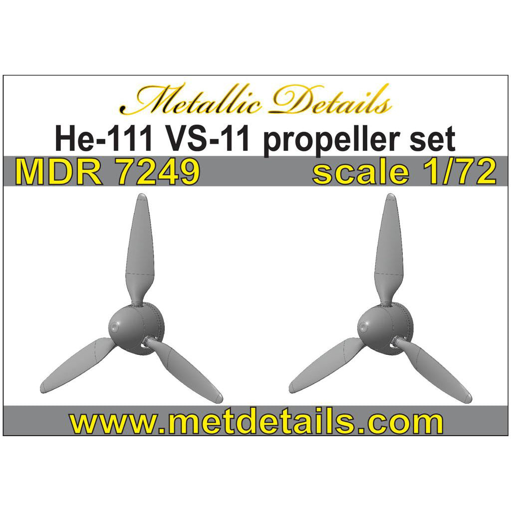 Heinkel He 111, VS-11 Propeller set (Resin) Scale 1:72 (Recommended for kit: ICM, Revell, Monogram) Metallic Details MDR7249 - For Aircraft Models Kits