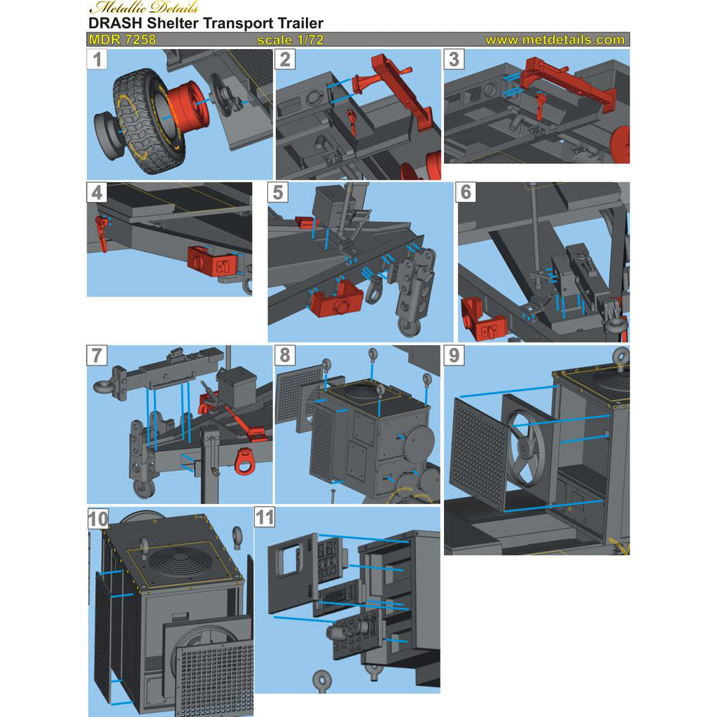 DRASH Shelter Transport Trailer Scale 1:72 Metallic Details MDR7258