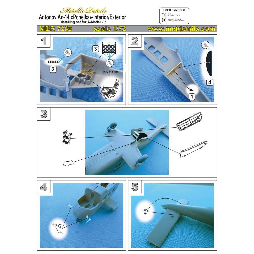 Antonov An-14 Pchelka, Interior and Exterior (for Amodel) Scale 1:72 Metallic Details MDR7260