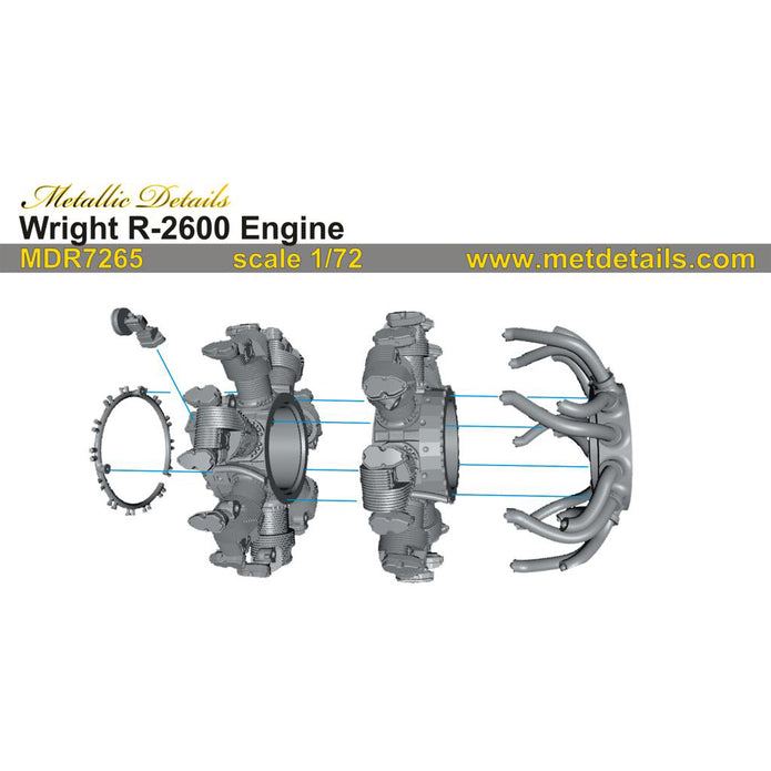 Wright R-2600 Engine Detailing set (3D-Printed) Scale 1:72 Metallic Details MDR7265 - For Aircraft Models Kits