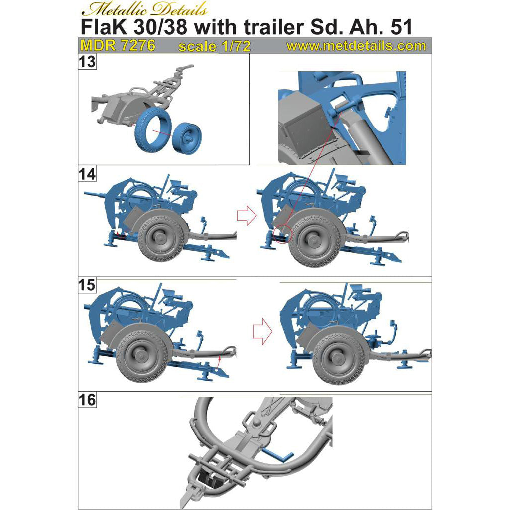 FlaK 30/38 with Trailer Sd. Ah. 51 Scale 1:72 Metallic Details MDR7276