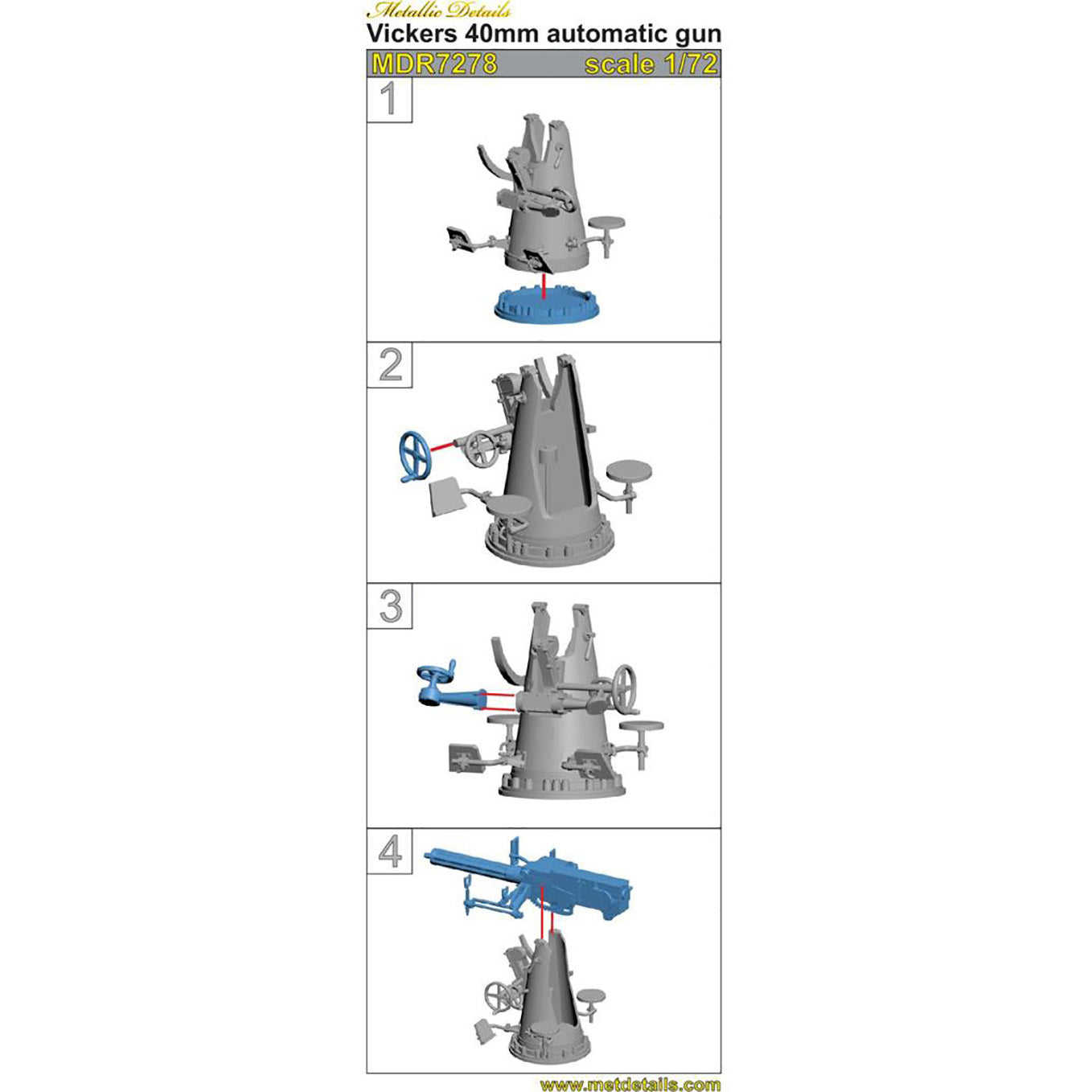 Vickers 40 mm automatic gun Scale 1:72 Metallic Details MDR7278