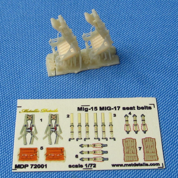 Ejection Seat KK-1 for MiG-15, L-29 and early MiG-17, Seats + 3D Decals Detailing set (3D-Printed) Scale 1:72 Metallic Details MDR7286 - For Models Aircraft Kits