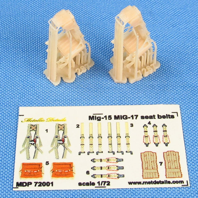 Ejection Seat KK-2 for MiG-17 MiG-19 MiG-21, Seats + 3D Decals Detailing set (3D-Printed) Scale 1:72 Metallic Details MDR7287 - For Aircraft Kit Model