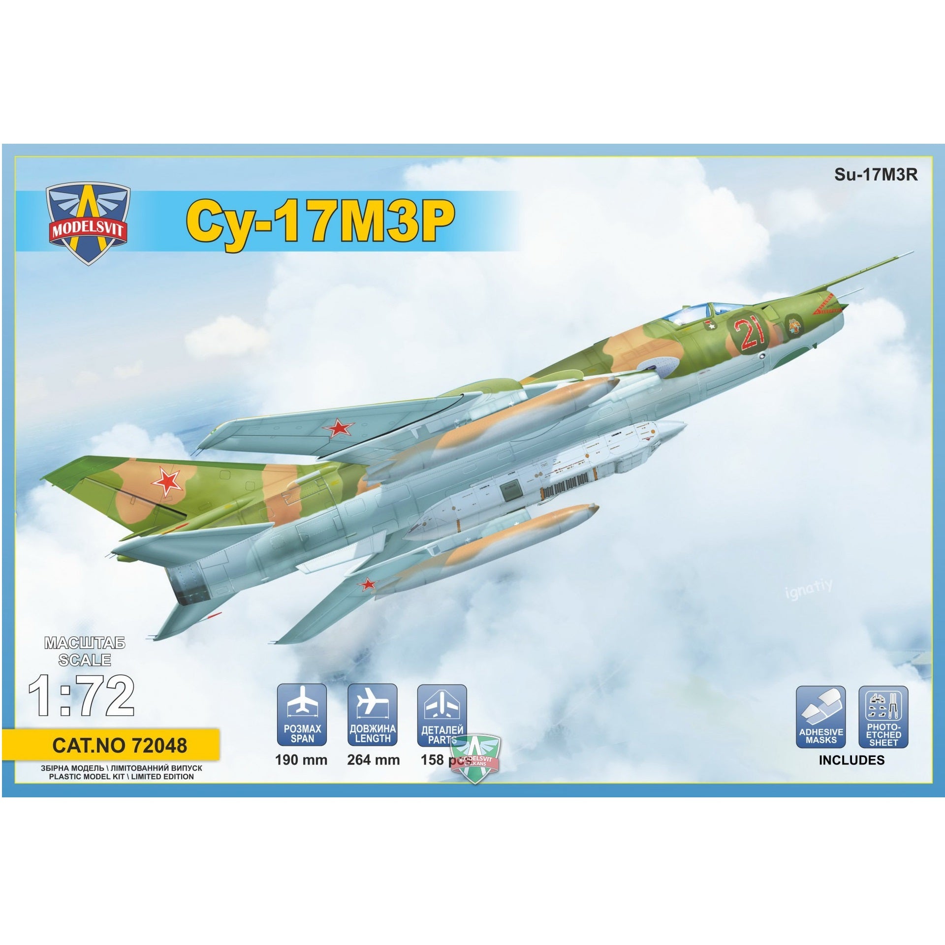 Modelsvit 72048 Plastic model aicraft kit Scale 1:72 Su-17M3R Reconnaissance fighter-bomber