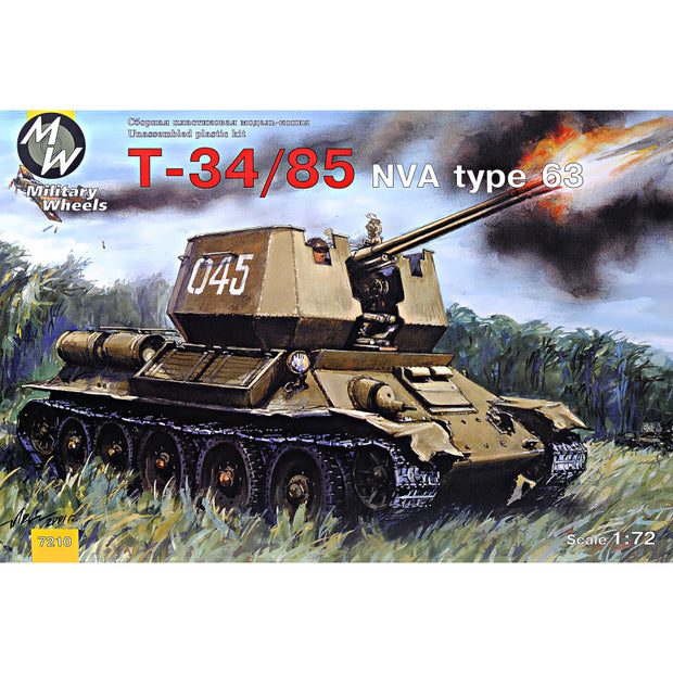 Military Wheels MW7210 T-34/85 NVA type 63 Soviet WWII medium tank Scale 1:72 Plastic Model Tank Kit