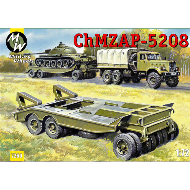Military Wheels MW7260 ChMZAP-5208 Scale 1:72 Plastic Model Trailer Kit
