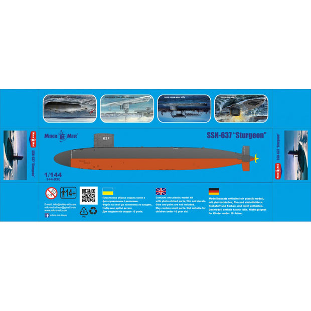 Mikro Mir MM144-030 American nuclear submarine SSN-637 Sturgeon Scale 1:144 Plastic Model Submarine Kit