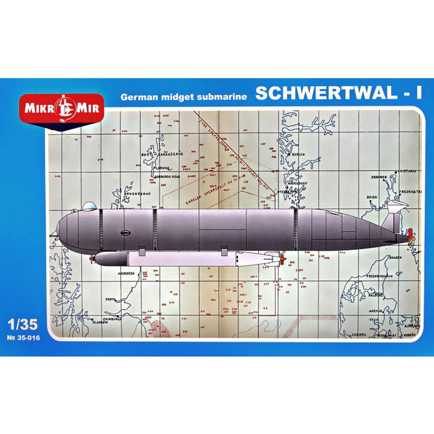 Mikro Mir MM35-016 German Midget Submarine Schwertwal - I Scale 1:35 Plastic Model Submarine Kit