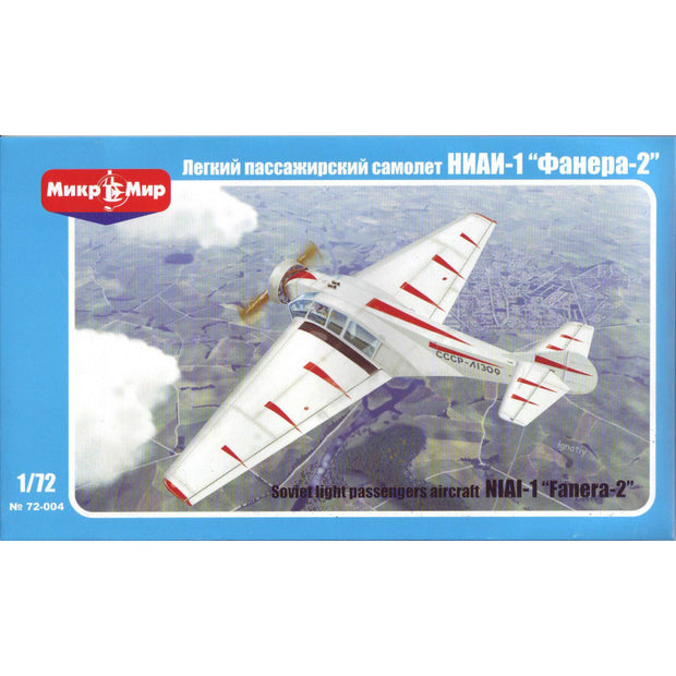 Mikro Mir MM72-004 Soviet passengers aircraft NIAI-1 "Fanera-2" Scale 1:72 Plastic Model Aircraft Kit