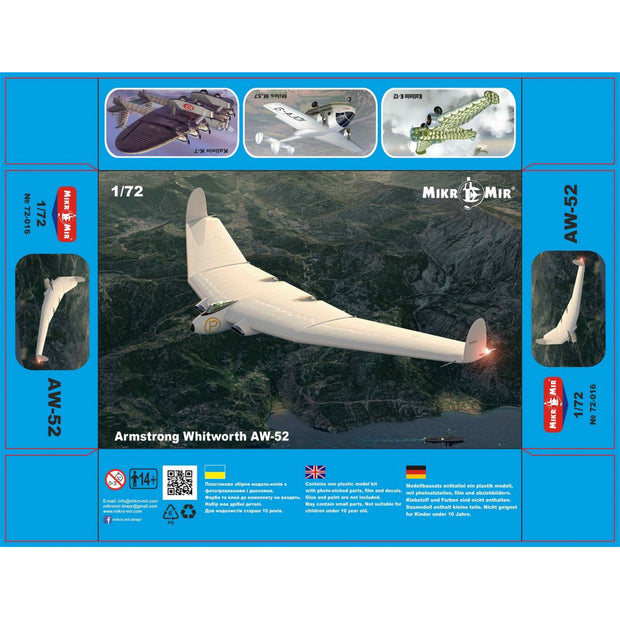 Mikro Mir MM72-016 Armstrong Whitworth A.W.52 Scale 1:72 Plastic Model Aircraft Kit