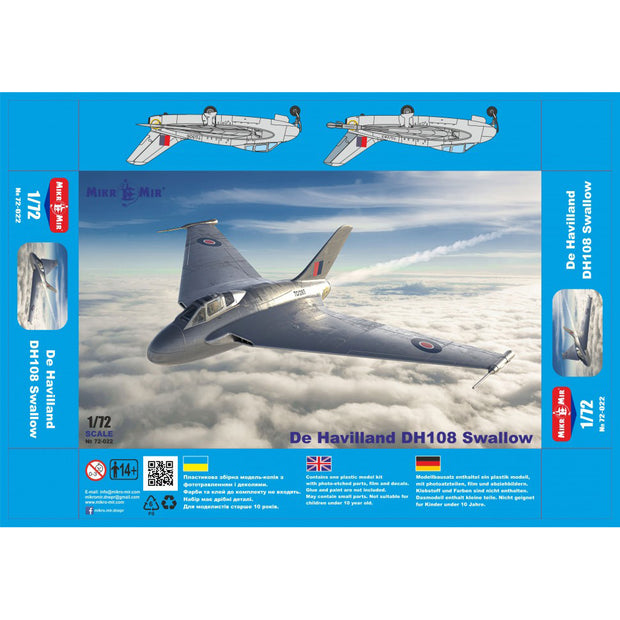 Mikro Mir MM72-022 De Havilland DH 108 Swallow Scale 1:72 Plastic Model Aircraft Kit