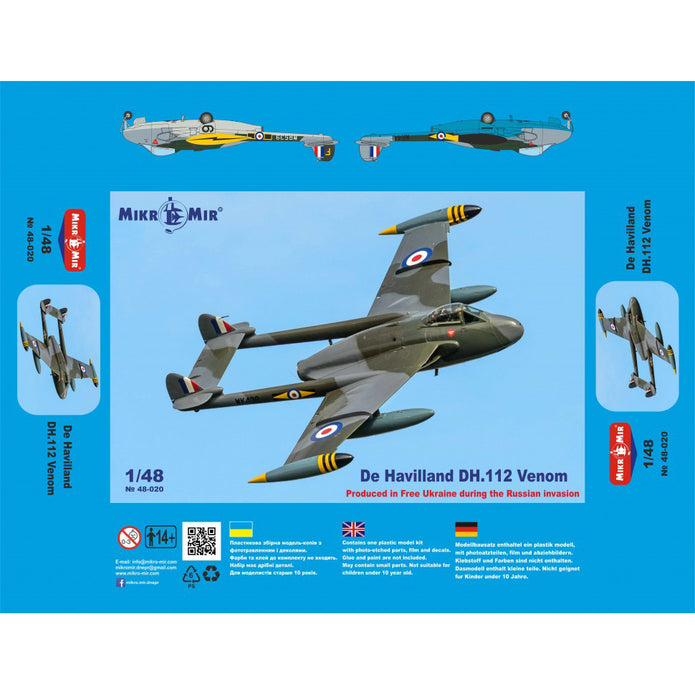 Mikro Mir MM48-020 De Havilland DH.112 Venom Scale 1:48 Plastic Model Aircraft Kit