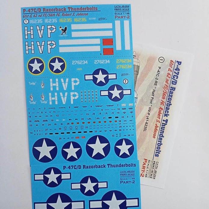 Print Scale 48-264 Decal 1:48 P-47 C/D Razorback Robert S. Jonson Part 2 The complete set 1.5 leaf