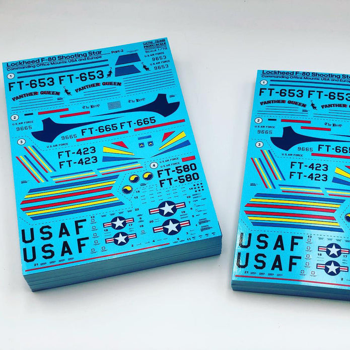 Print Scale 72-448 Decal 1:72 Lockheed F-80, Commanding office mounts: USA & Europe Part 2