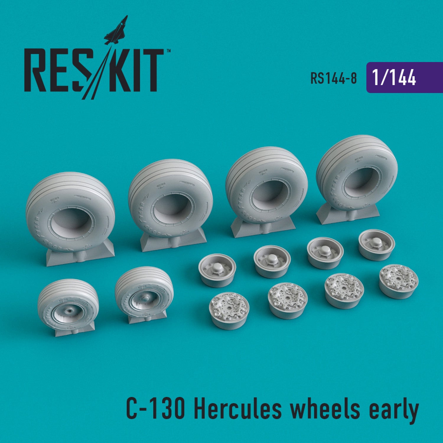 Lockheed C-130 Hercules Wheels set early version Scale 1:144 ResKit RS144-0008 for Aircraft Model Kit