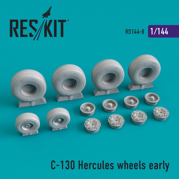 Lockheed C-130 Hercules Wheels set early version Scale 1:144 ResKit RS144-0008 for Aircraft Model Kit
