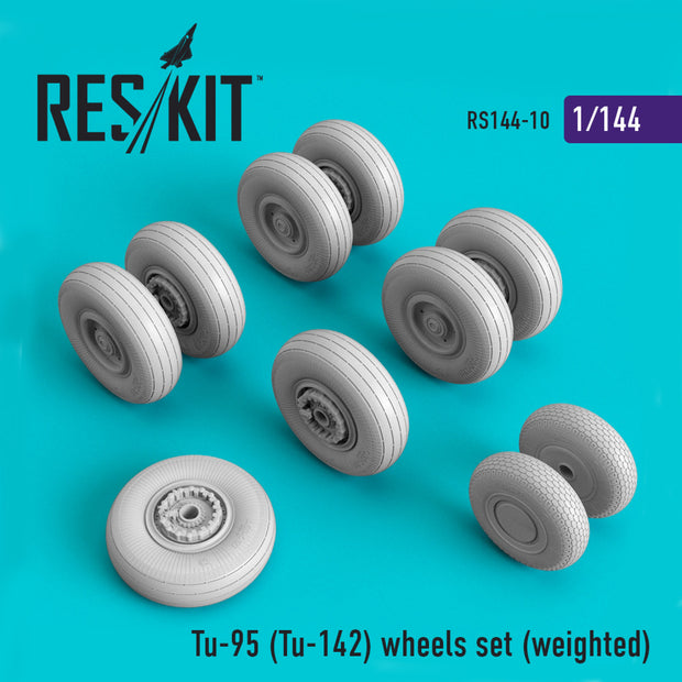 Tupolev Tu-95 (Tu-142) Wheels set (weighted) Scale 1:144 ResKit RS144-0010 for Aircraft Model Kit