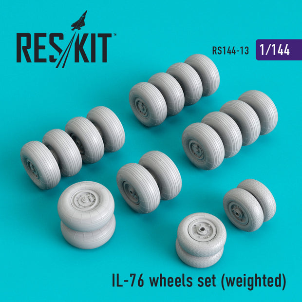 Ilyushin IL-76 Wheels set (weighted) Scale 1:144 ResKit RS144-0013 for Aircraft Model Kit