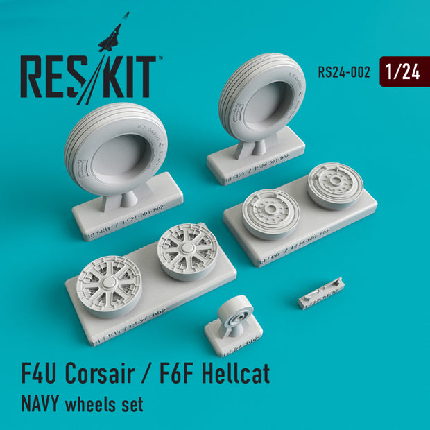 F4U Corsair / F6F Hellcat NAVY Wheels set Scale 1:24 ResKit RS24-0002 for Aircraft Model Kit