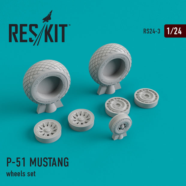 North American P-51 Mustang Wheels set Scale 1:24 ResKit RS24-0003 for Aircraft Model Kit