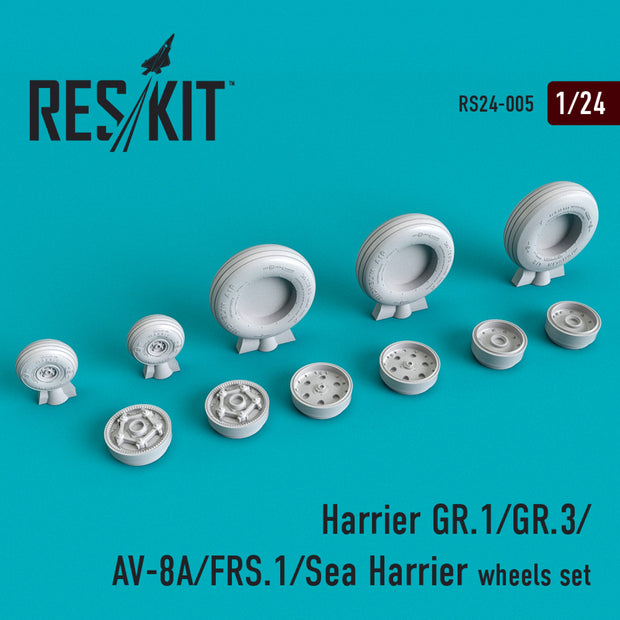 Harrier GR,1/GR,3/AV-8A/FRS,1/Sea Harrier Wheels set Scale 1:24 ResKit RS24-0005 for Aircraft Model Kit
