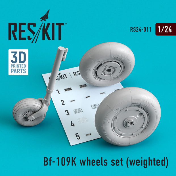 Messerschmitt Bf.109K Wheels set (weighted) Scale 1:24 ResKit RS24-0011 for Aircraft Model Kit