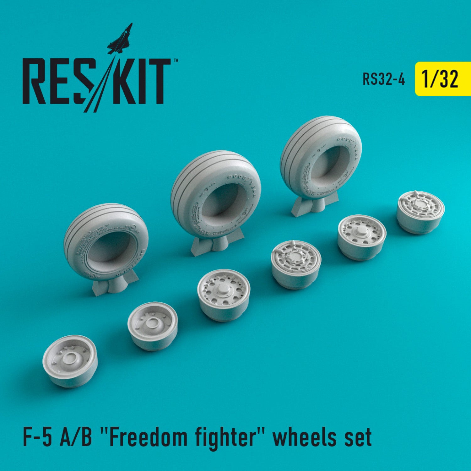 Northrop F-5 (A,B) Freedom fighter Wheels set Scale 1:32 ResKit RS32-0004 for Aircraft Model Kit