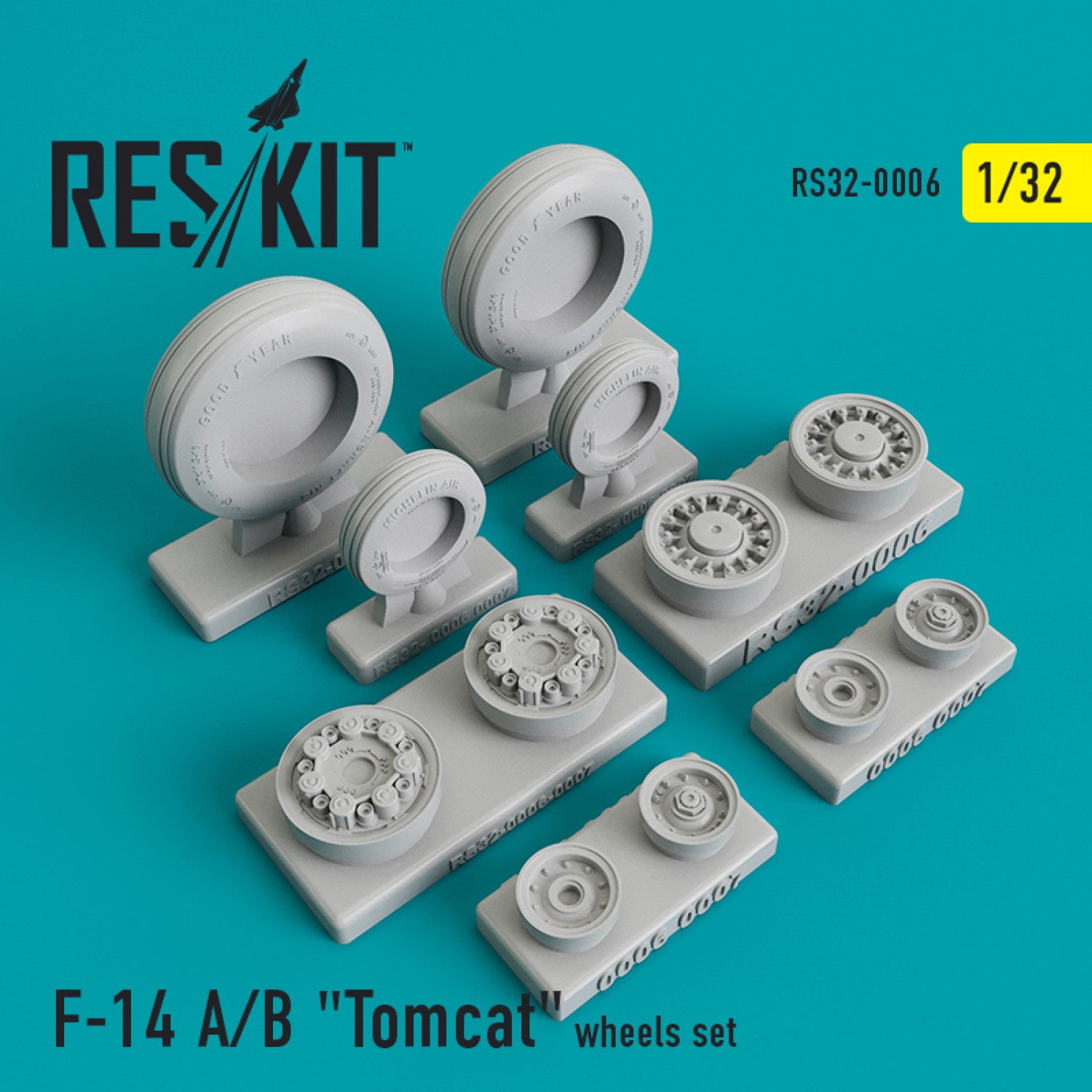 Grumman F-14 (A,B) Tomcat Wheels set Scale 1:32 ResKit RS32-0006 for Aircraft Model Kit