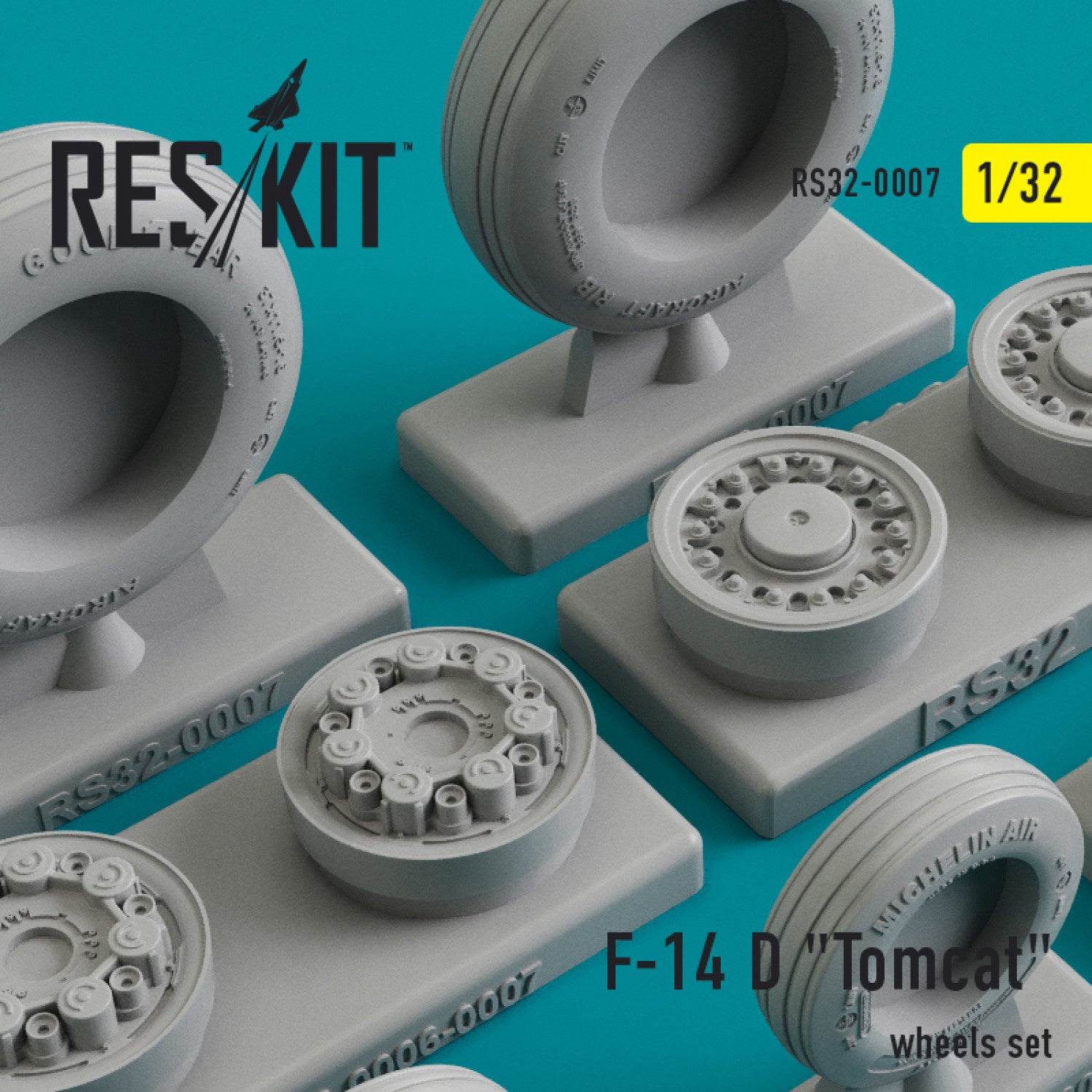 Grumman F-14D Tomcat Wheels set Scale 1:32 ResKit RS32-0007 for Aircraft Model Kit
