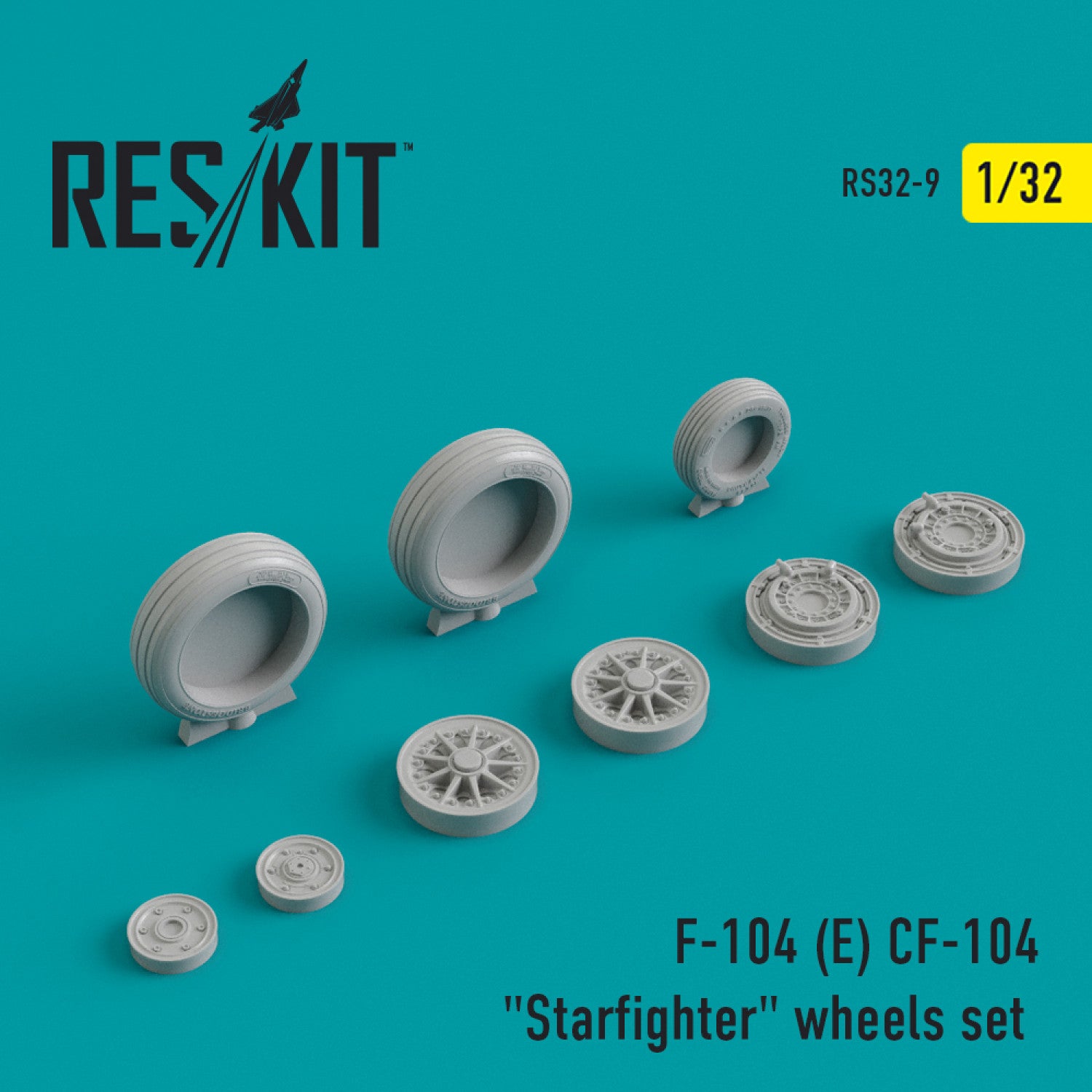Lockheed F-104E/CF-104 Starfighter Wheels set Scale 1:32 ResKit RS32-0009 for Aircraft Model Kit