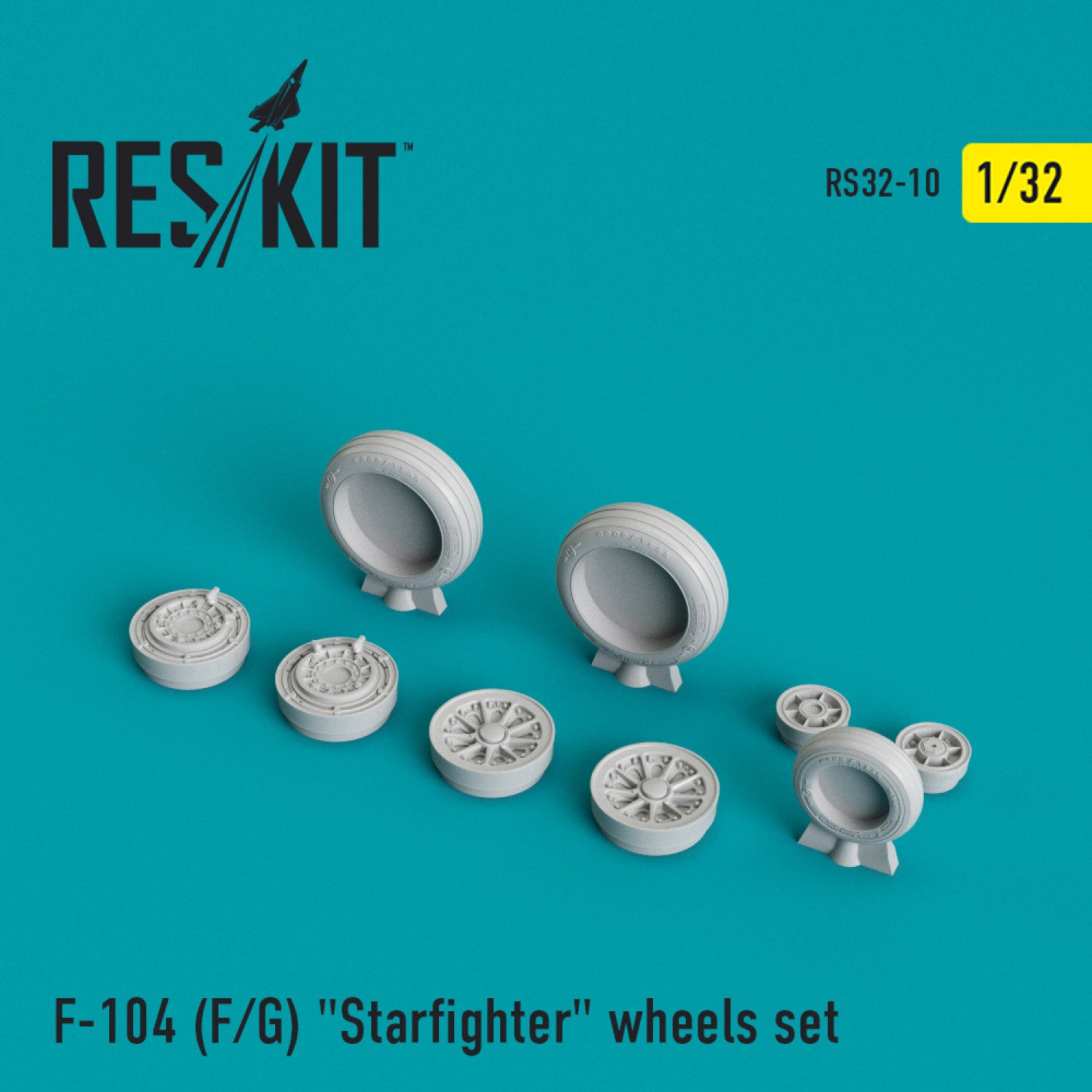 Lockheed F-104 (F,G) Starfighter Wheels set Scale 1:32 ResKit RS32-0010 for Aircraft Model Kit