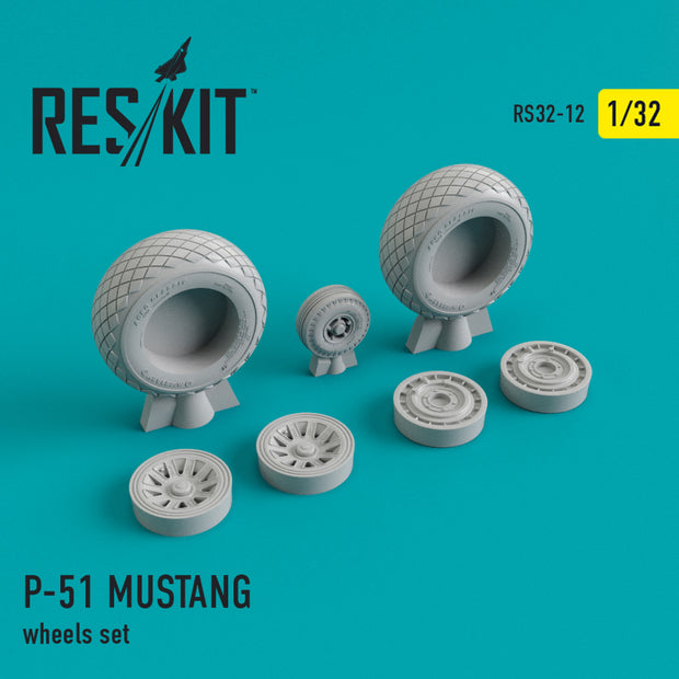 North American P-51 Mustang Wheels set Scale 1:32 ResKit RS32-0012 for Aircraft Model Kit