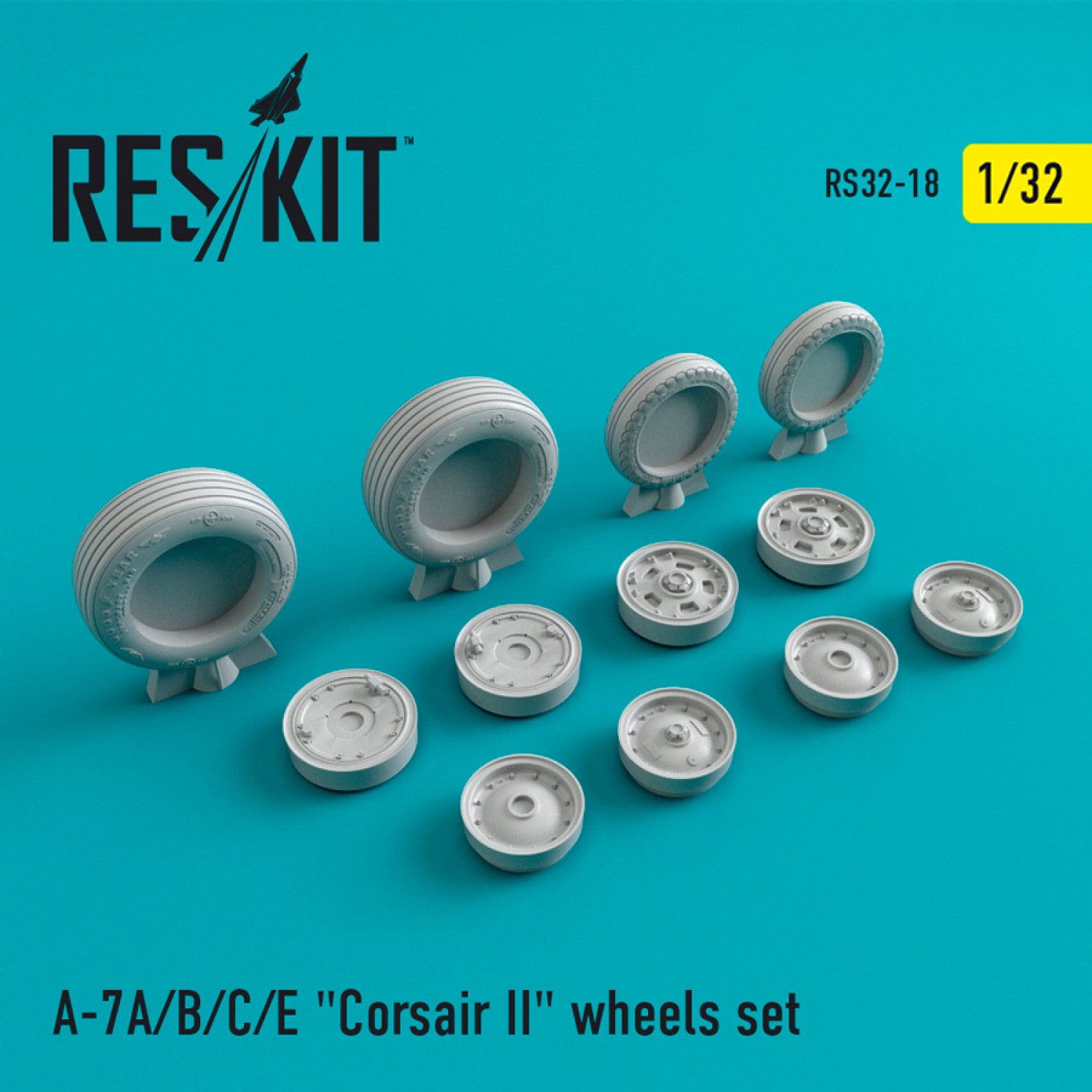 LTV A-7 (A,B,C,E) Corsair II Wheels set Scale 1:32 ResKit RS32-0018 for Aircraft Model Kit