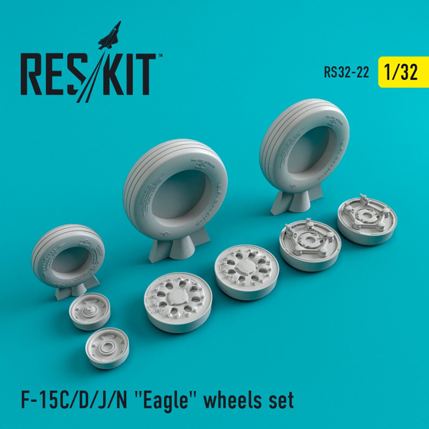 McDonnell Douglas F-15 (C,D,J,N) Eagle Wheels set Scale 1:32 ResKit RS32-0022 for Aircraft Model Kit