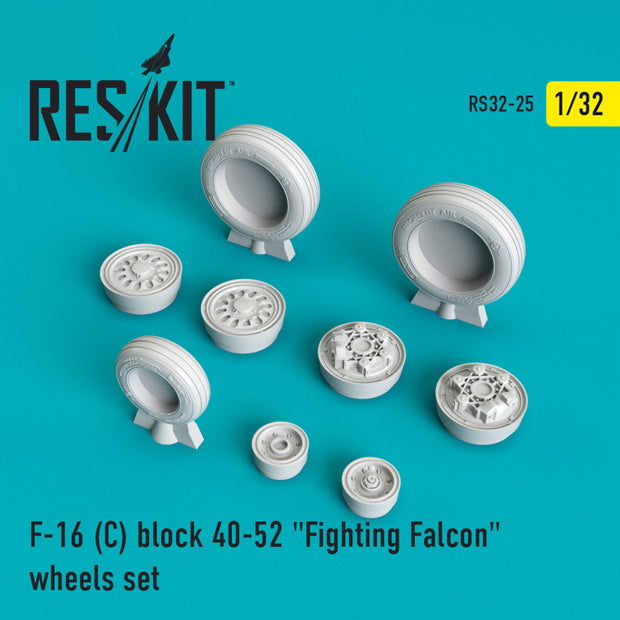 General Dynamics F-16C block 40-52 Fighting Falcon Wheels set Scale 1:32 ResKit RS32-0025 for Aircraft Model Kit