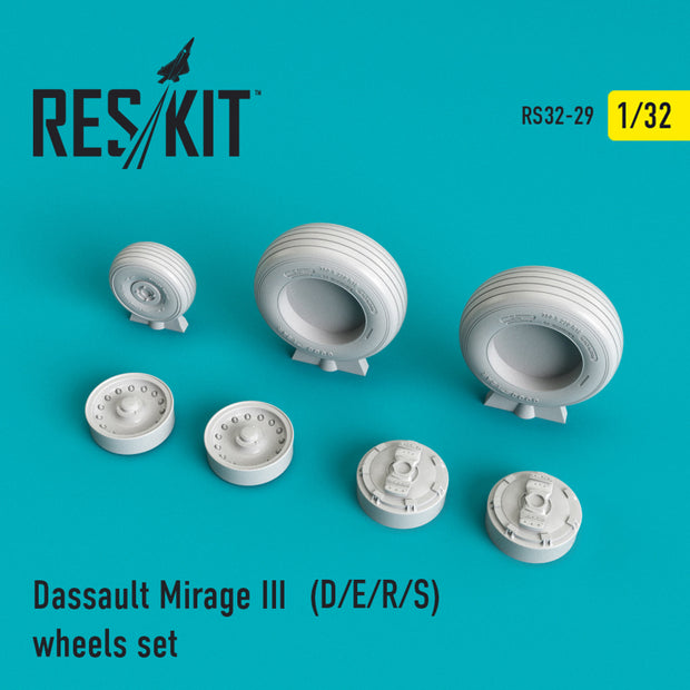 Dassault Mirage III (D,E,R,S) Wheels set Scale 1:32 ResKit RS32-0029 for Aircraft Model Kit