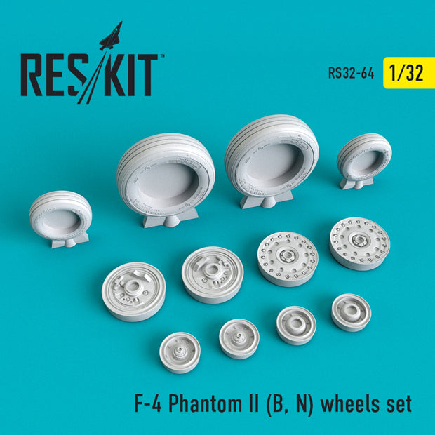 McDonnell Douglas F-4 (B,N) Phantom II Wheels set Scale 1:32 ResKit RS32-0064 for Aircraft Model Kit