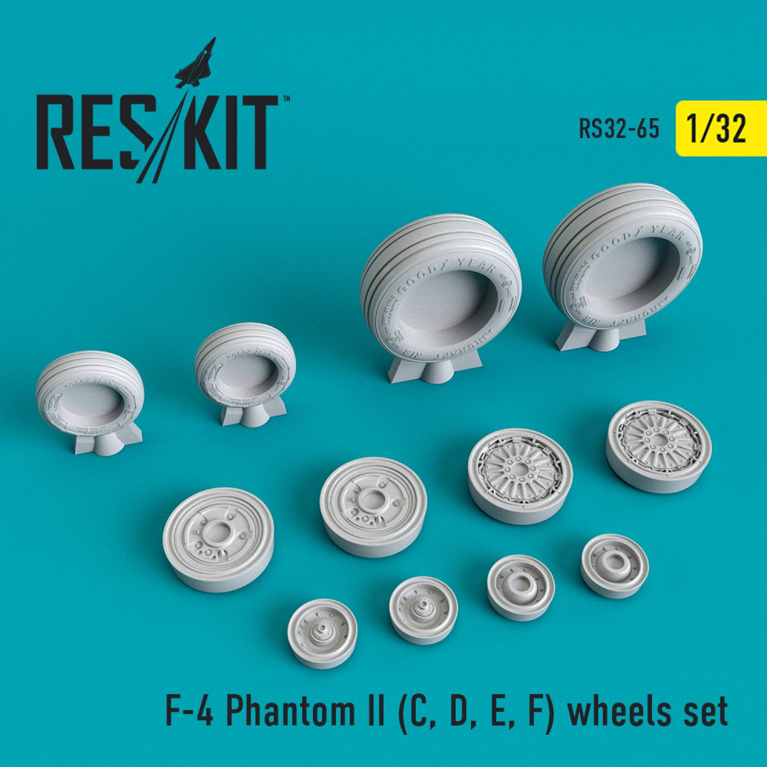 McDonnell Douglas F-4 (C,D,E,F) Phantom II Wheels set Scale 1:32 ResKit RS32-0065 for Aircraft Model Kit
