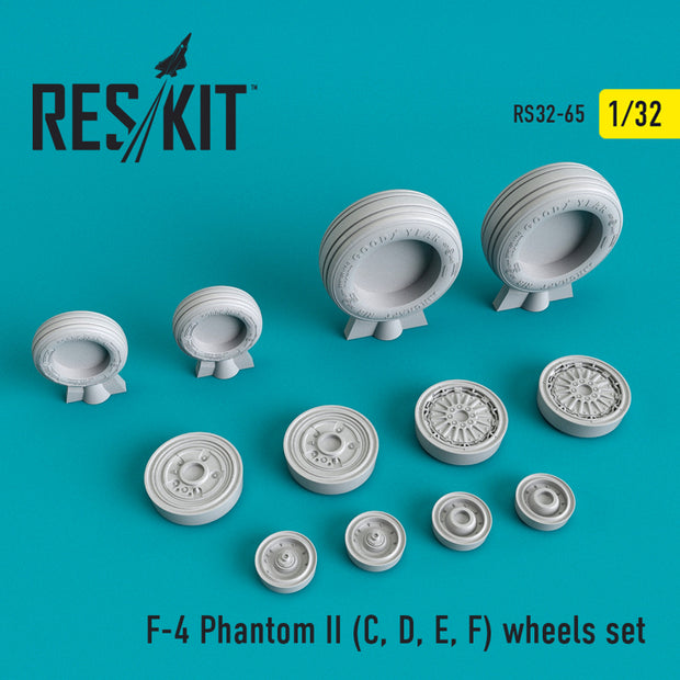 McDonnell Douglas F-4 (C,D,E,F) Phantom II Wheels set Scale 1:32 ResKit RS32-0065 for Aircraft Model Kit