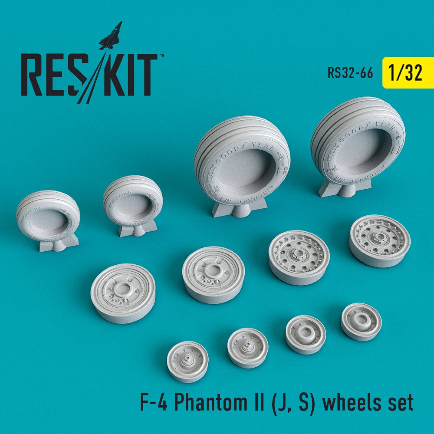 McDonnell Douglas F-4 (J,S) Phantom II Wheels set Scale 1:32 ResKit RS32-0066 for Aircraft Model Kit