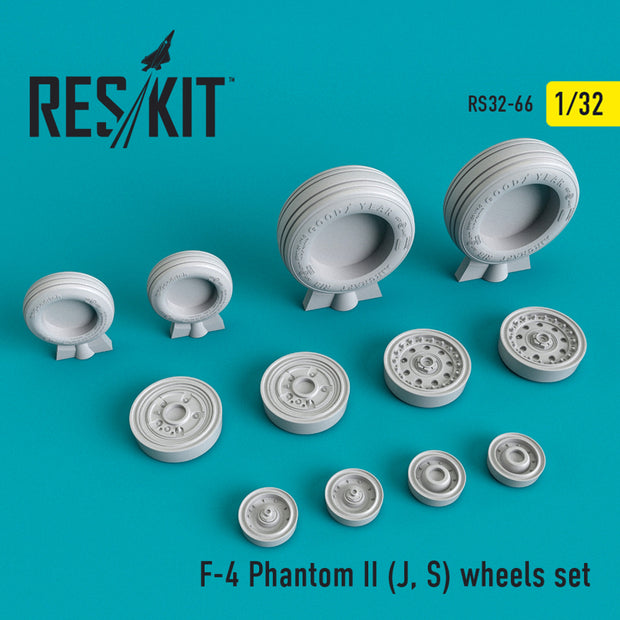 McDonnell Douglas F-4 (J,S) Phantom II Wheels set Scale 1:32 ResKit RS32-0066 for Aircraft Model Kit