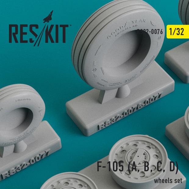 Republic F-105 (A,B,C,D) Thunderchief Wheels set Scale 1:32 ResKit RS32-0076 for Aircraft Model Kit