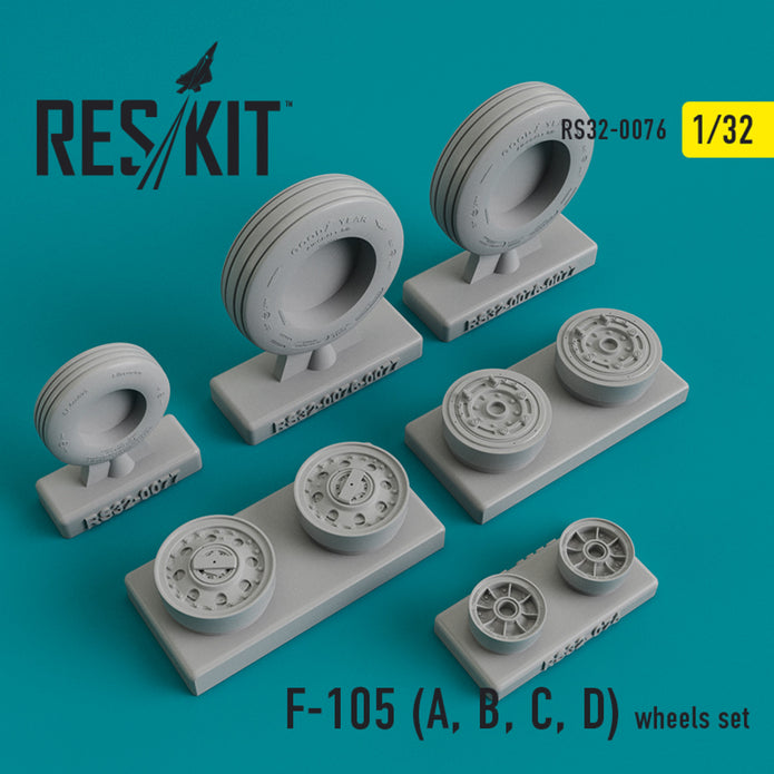 Republic F-105 (A,B,C,D) Thunderchief Wheels set Scale 1:32 ResKit RS32-0076 for Aircraft Model Kit