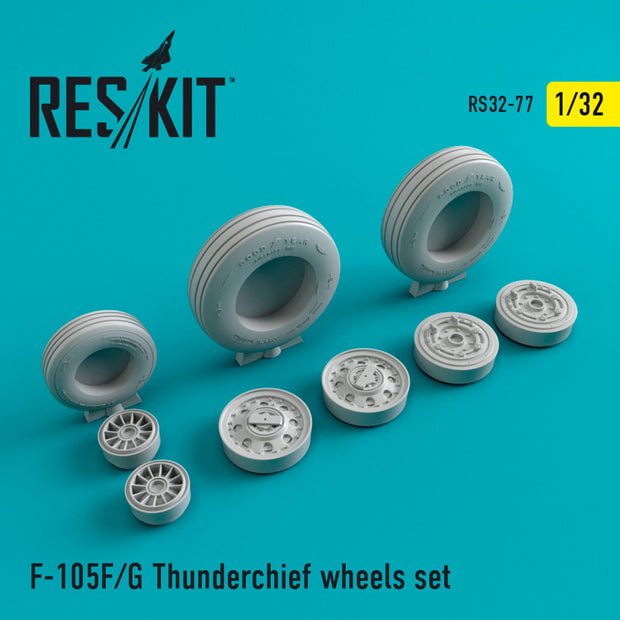 Republic F-105 (F,G) Thunderchief Wheels set Scale 1:32 ResKit RS32-0077 for Aircraft Model Kit