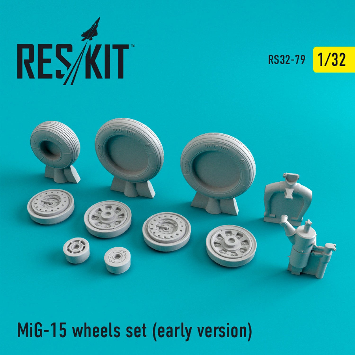 MiG-15 (early version) Wheels set Scale 1:32 ResKit RS32-0079 for Aircraft Model Kit