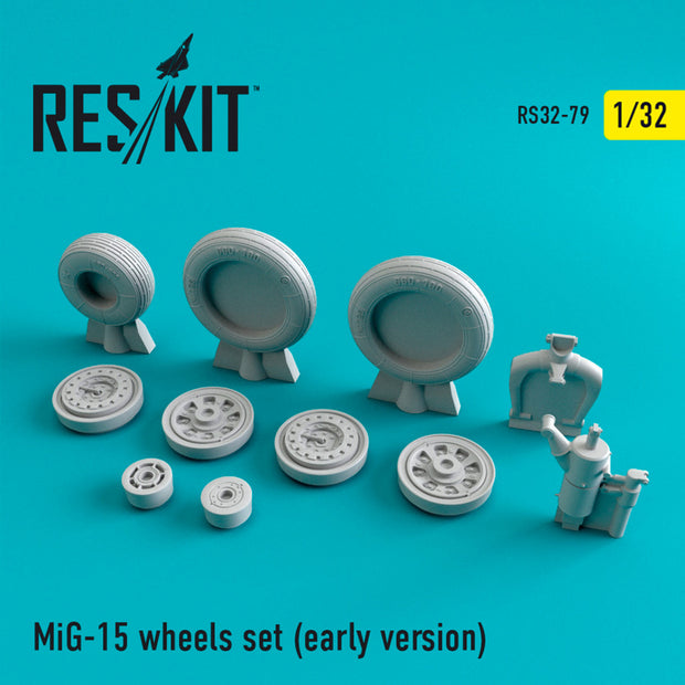 MiG-15 (early version) Wheels set Scale 1:32 ResKit RS32-0079 for Aircraft Model Kit